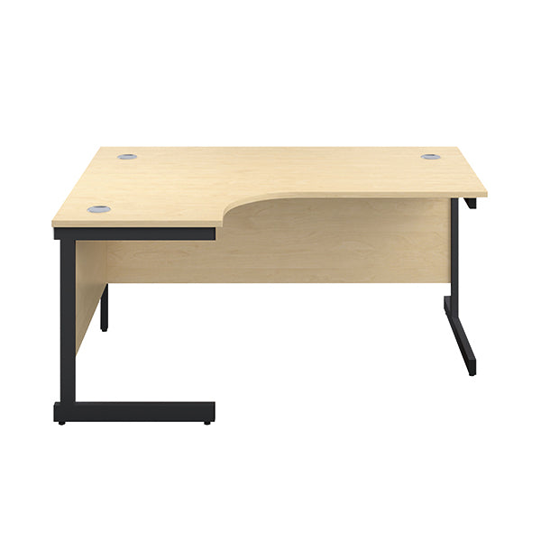 Jemini Radial Left Hand Single Upright Cantilever Desk 1600x1200x730mm Maple/Black KF819654
