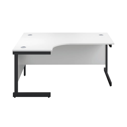 Jemini Radial Left Hand Single Upright Cantilever Desk 1600x1200x730mm White/Black KF819677