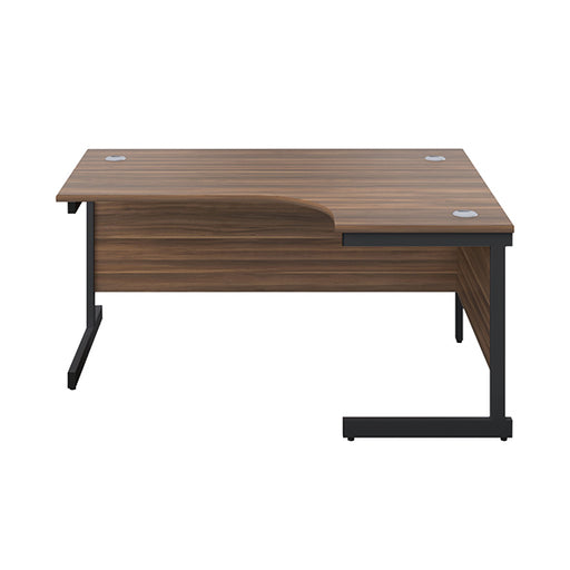 Jemini Radial Right Hand Single Upright Cantilever Desk 1600x1200x730mm Walnut/Black KF819707