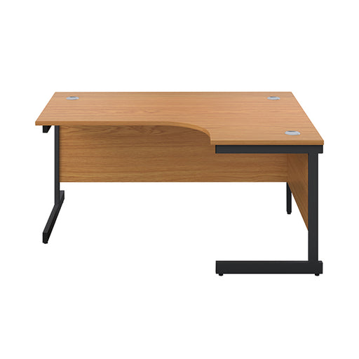 Jemini Radial Right Hand Single Upright Cantilever Desk 1600x1200x730mm Nova Oak/Black KF819738