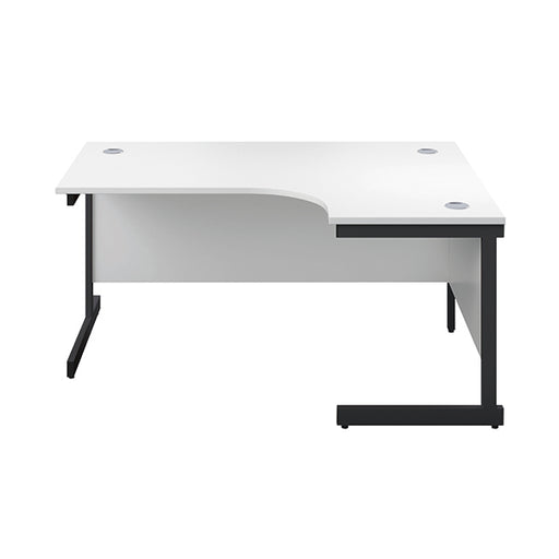 Jemini Radial Right Hand Single Upright Cantilever Desk 1600x1200x730mm White/Black KF819745