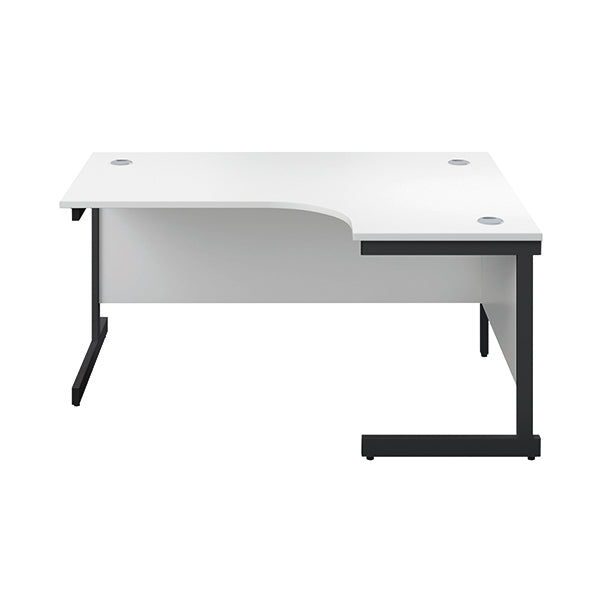 Jemini Radial Right Hand Single Upright Cantilever Desk 1600x1200x730mm White/Black KF819745