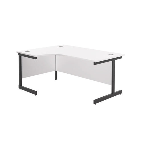 Jemini Radial Left Hand Single Upright Cantilever Desk 1800x1200x730mm White/Black KF819813