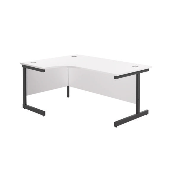 Jemini Radial Left Hand Single Upright Cantilever Desk 1800x1200x730mm White/Black KF819813