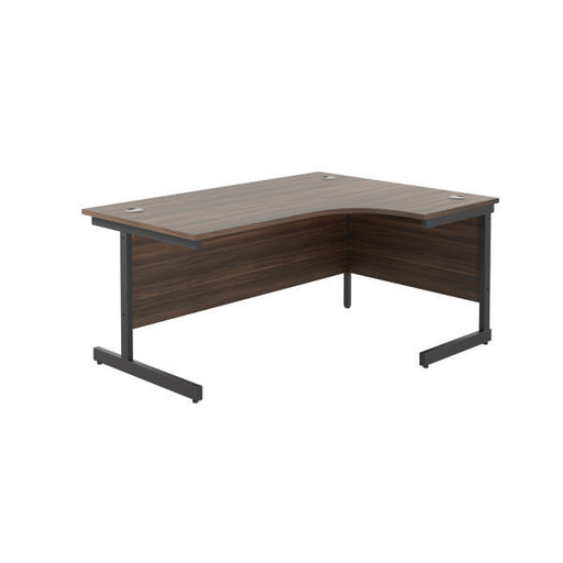 Jemini Radial Right Hand Single Upright Cantilever Desk 1800x1200x730mm Walnut/Black KF819844