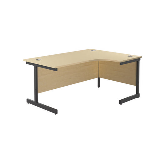 Jemini Radial Right Hand Single Upright Cantilever Desk 1800x1200x730mm Maple/Black KF819868