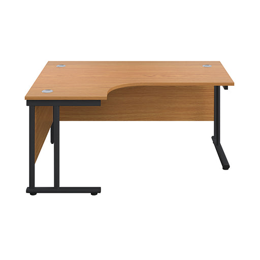 Jemini Radial Left Hand Double Upright Cantilever Desk 1600x1200x730mm Nova Oak/Black KF820413