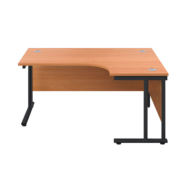 Jemini Radial Right Hand Double Upright Cantilever Desk 1600x1200x730mm Beech/Black KF820437