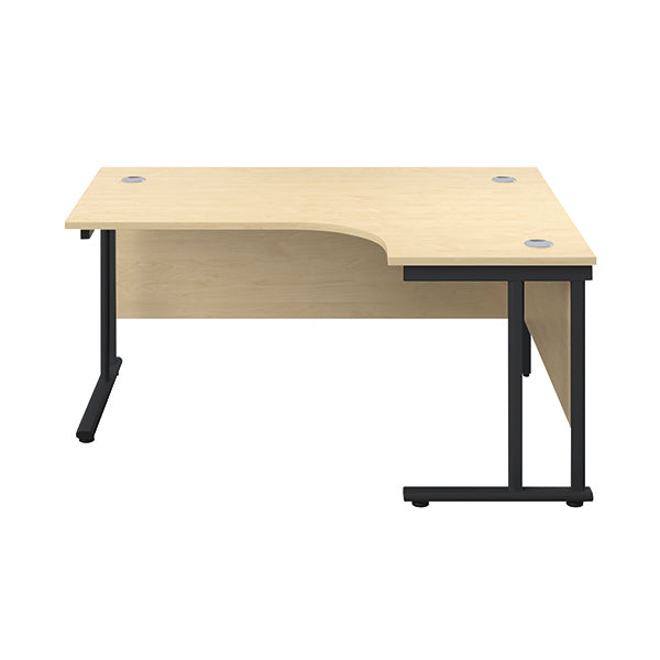 Jemini Radial Right Hand Double Upright Cantilever Desk 1600x1200x730mm Maple/Black KF820468
