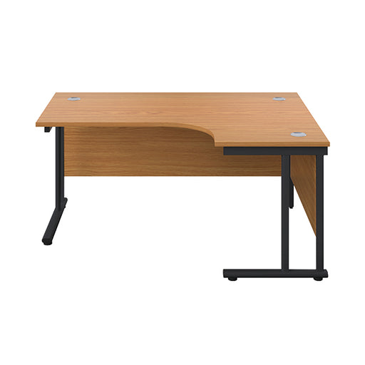 Jemini Radial Right Hand Double Upright Cantilever Desk 1600x1200x730mm Nova Oak/Black KF820475