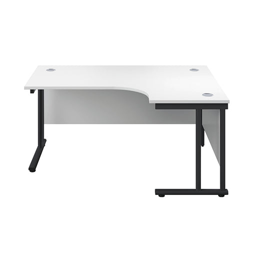 Jemini Radial Right Hand Double Upright Cantilever Desk 1600x1200x730mm White/Black KF820482