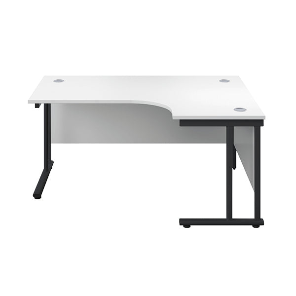 Jemini Radial Right Hand Double Upright Cantilever Desk 1600x1200x730mm White/Black KF820482