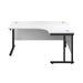 Jemini Radial Right Hand Double Upright Cantilever Desk 1600x1200x730mm White/Black KF820482