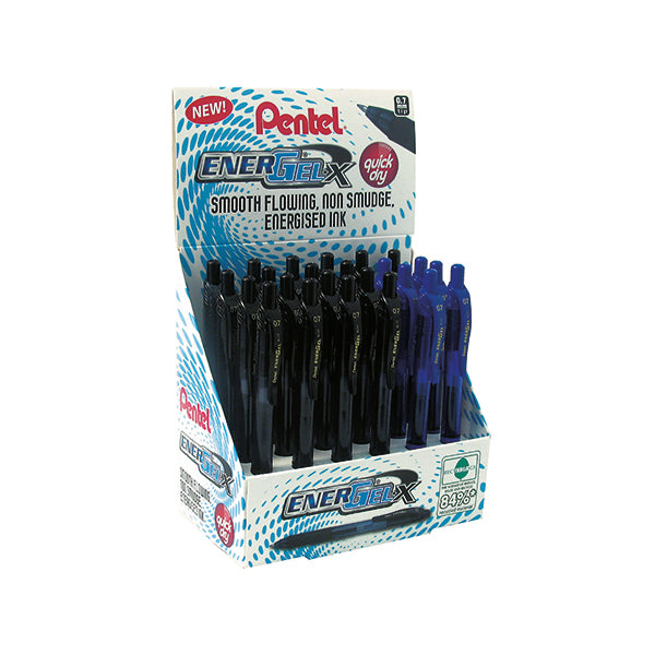 Pentel EnerGel X Retractable Liquid Gel Pens Assorted Display (Pack of 24) BL107/2D