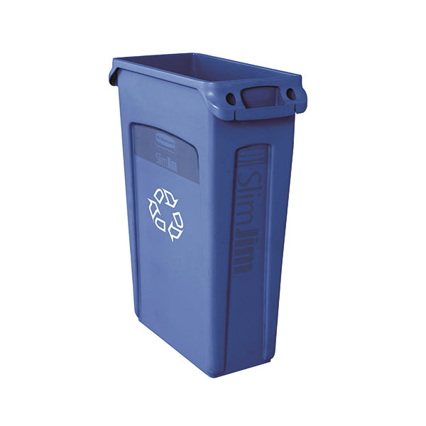 Rubbermaid Slim Jim Venting Channel Container 87 Litre Blue 3540-07-BLU