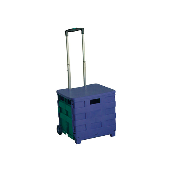Folding Container Trolley With Lid Blue /Green 379531