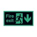 Safety Sign Niteglo Fire Exit Running Man Arrow Down 150x450mm Self-Adhesive NG28A/S