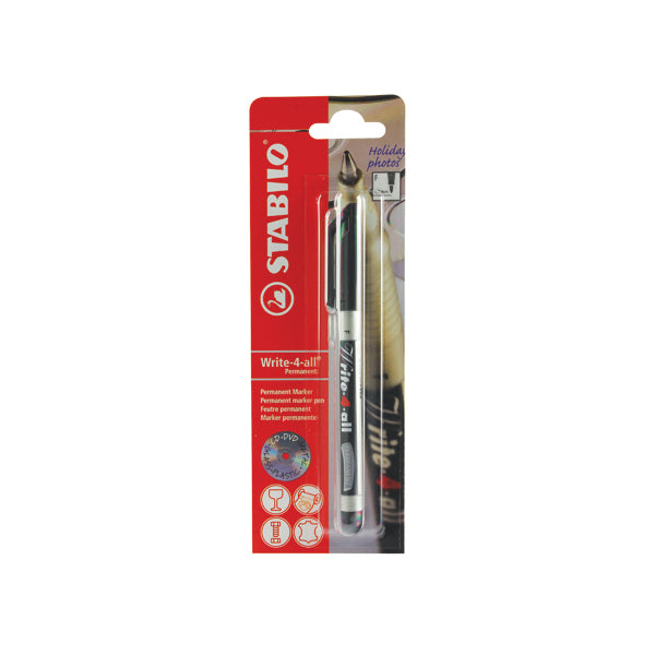 Stabilo Write-4-all Permanent Marker Fine 0.7mm Black Blister Pack (Pack of 10) B-13842
