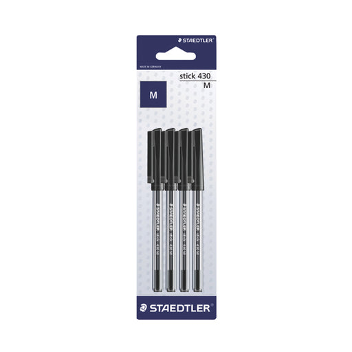 Staedtler Stick 430 Pen Medium Black (Pack of 40) 430 M9BK 4LA