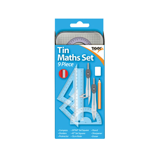 9 Piece Maths Set Tin (Pack of 12) 301467