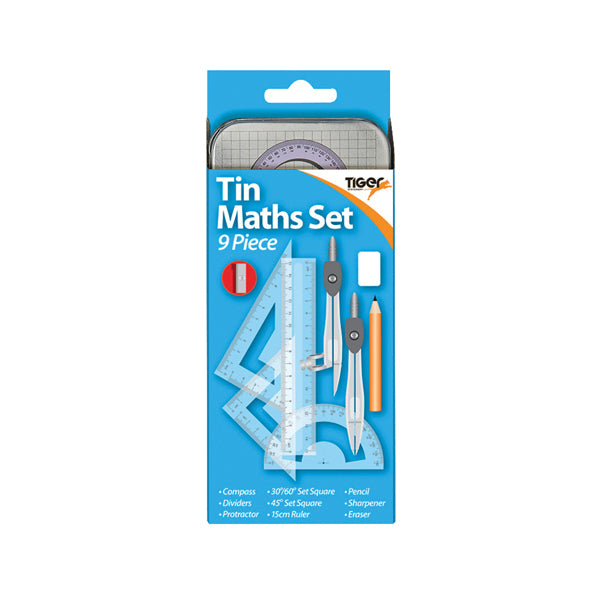 9 Piece Maths Set Tin (Pack of 12) 301467