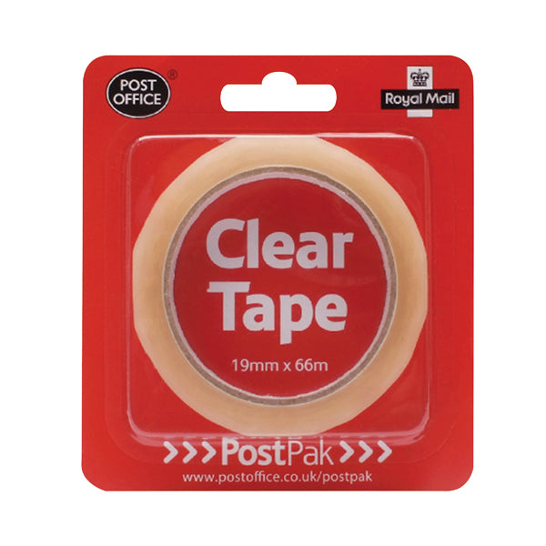 Postpak Clear Sticky Tape 19mmx66m (Pack of 12) 7UB70979