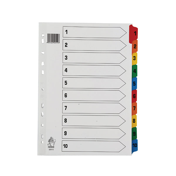 Multicoloured A4 1-10 Mylar Index WX01519
