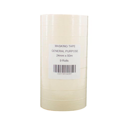 General Purpose 25mmx50m White Masking Tape (Pack of 9) 07517