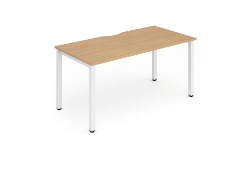 Evolve Plus 1400mm Single Starter Desk Beech Top White Frame BE113
