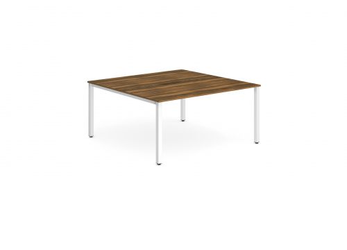 Evolve Plus 1400mm Back to Back 2 Person Desk Walnut Top White Frame BE152
