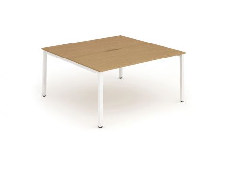 Evolve Plus 1400mm Back to Back 2 Person Desk Oak Top White Frame BE155