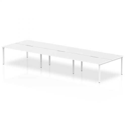 Evolve Plus 1600mm Back to Back 6 Person Desk White Top White Frame BE266