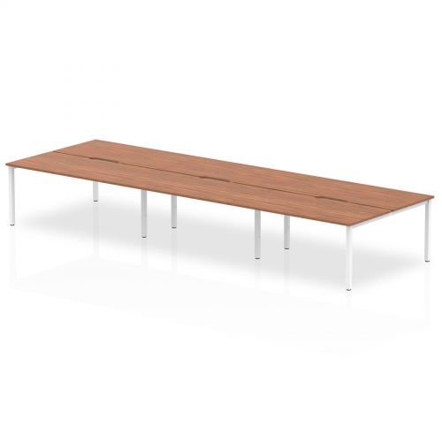 Evolve Plus 1600mm Back to Back 6 Person Desk Walnut Top White Frame BE267