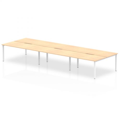 Evolve Plus 1600mm Back to Back 6 Person Desk Maple Top White Frame BE269