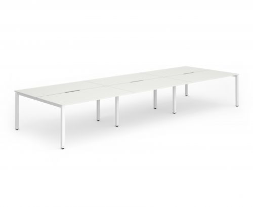 Evolve Plus 1400mm Back to Back 6 Person Desk White Top White Frame BE271