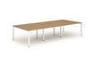 Evolve Plus 1400mm Back to Back 6 Person Desk Oak Top White Frame BE275