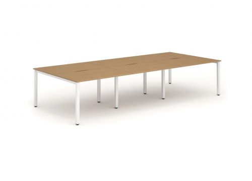 Evolve Plus 1200mm Back to Back 6 Person Desk Oak Top White Frame BE280