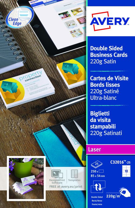 Best Value Avery Business Cards Double Sided Satin C32016-25 (250Cards)