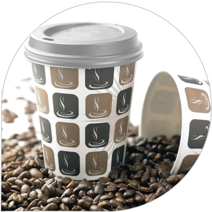 100 x ValueX 225ml Hot Drink Cup Cafe Mocha & 100 Lids