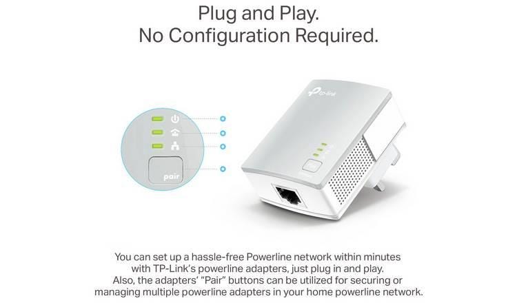 TP-Link TL-PA4010KIT Nano AV600 Powerline Adapter Starter Kit, Up to 300 m range, No Configuration Required, UK Plug