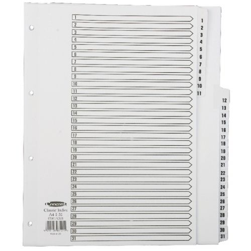 Best Value Concord Classic Index A4 Set 1-31 Clear Mylar CS31