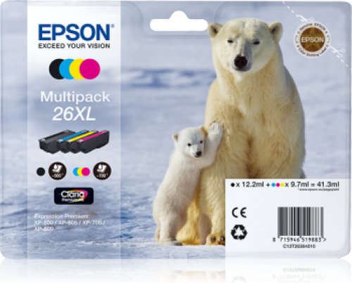 Best Value Epson XP600/700/800 Bk/C/M/Y Pack 41.3ml
