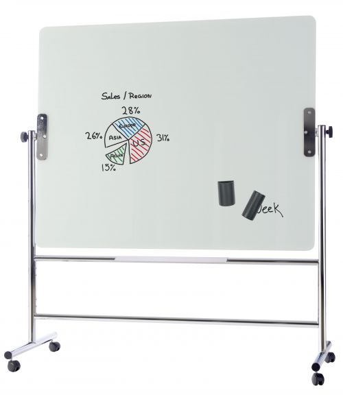 Best Value Bi-Office Glass Revolving Board 150x120cm